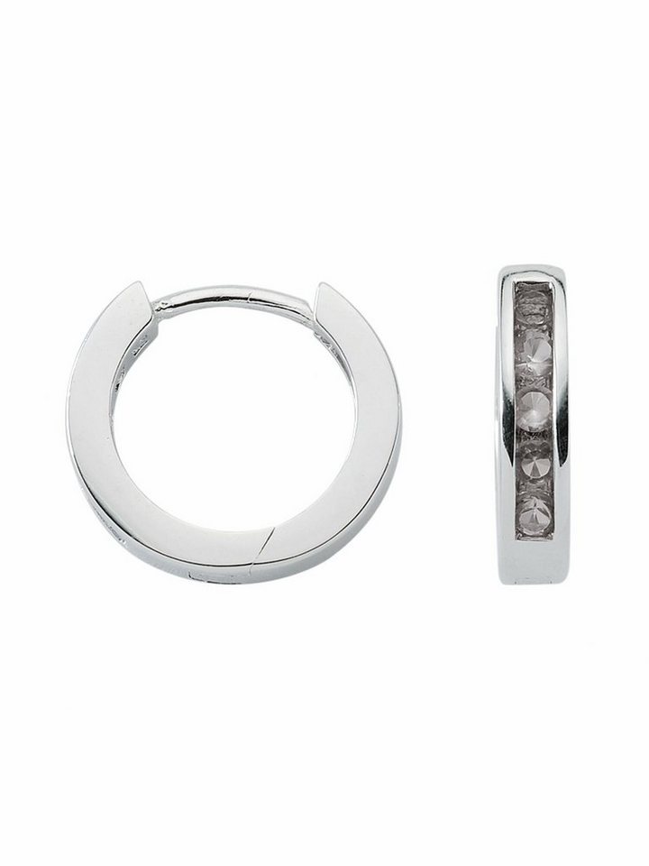 Adelia´s Paar Ohrhänger 1 Paar 925 Silber Ohrringe / Creolen mit Zirkonia Ø 15 mm, 925 Sterling Silber mit Zirkonia Silberschmuck für Damen von Adelia´s