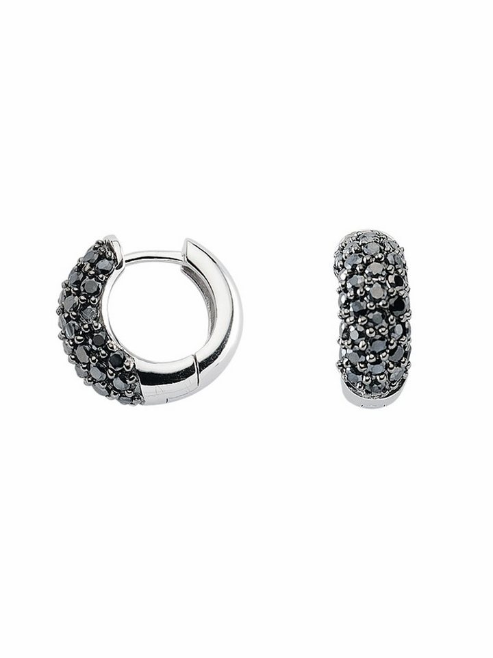 Adelia´s Paar Ohrhänger 1 Paar 925 Silber Ohrringe / Creolen mit Zirkonia Ø 16 mm, 925 Sterling Silber mit Zirkonia Silberschmuck für Damen von Adelia´s