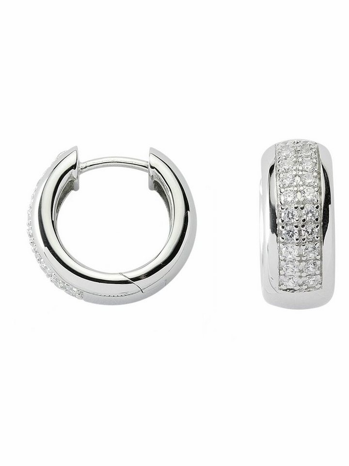 Adelia´s Paar Ohrhänger 1 Paar 925 Silber Ohrringe / Creolen mit Zirkonia Ø 17,3 mm, 925 Sterling Silber mit Zirkonia Silberschmuck für Damen von Adelia´s