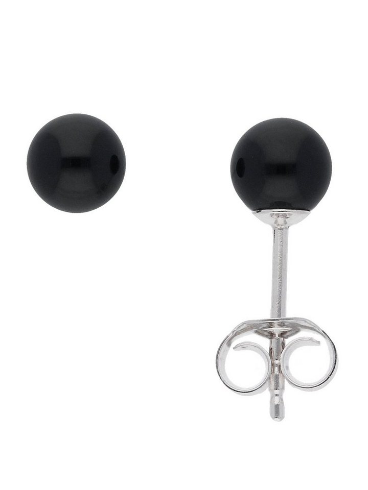 Adelia´s Paar Ohrhänger 1 Paar 925 Silber Ohrringe / Ohrstecker mit Onyx Ø 5,4 mm, 925 Sterling Silber mit Onyx Silberschmuck für Damen von Adelia´s