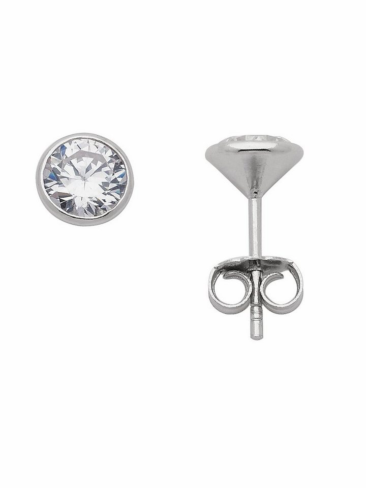 Adelia´s Paar Ohrhänger 1 Paar 925 Silber Ohrringe / Ohrstecker mit Zirkonia Ø 6,5 mm, 925 Sterling Silber mit Zirkonia Silberschmuck für Damen von Adelia´s