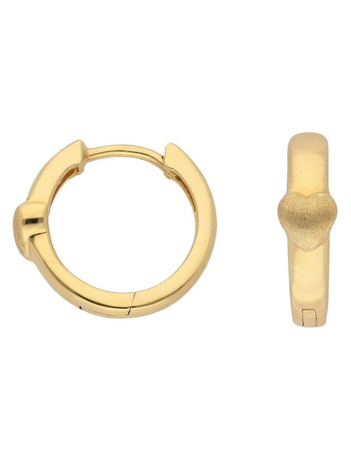 Adelia´s Paar Ohrhänger 333 Gold Ohrringe Creolen Herz Ø 14 mm, Goldschmuck für Damen von Adelia´s