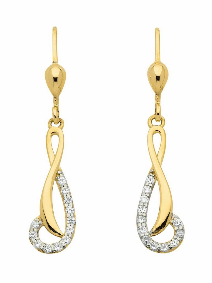 Adelia´s Paar Ohrhänger 333 Gold Ohrringe Ohrhänger mit Zirkonia, mit Zirkonia Goldschmuck für Damen von Adelia´s