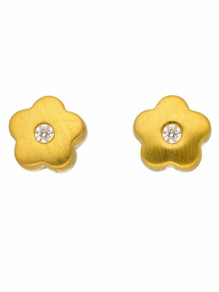 Adelia´s Paar Ohrhänger 333 Gold Ohrringe Ohrstecker Blüte mit Zirkonia, mit Zirkonia Goldschmuck für Damen von Adelia´s