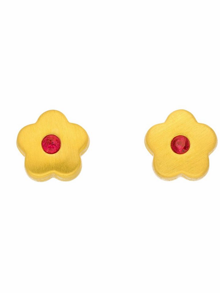 Adelia´s Paar Ohrhänger 333 Gold Ohrringe Ohrstecker Blüte mit synthetischer Rubin, mit synthetischer Rubin Goldschmuck für Damen von Adelia´s