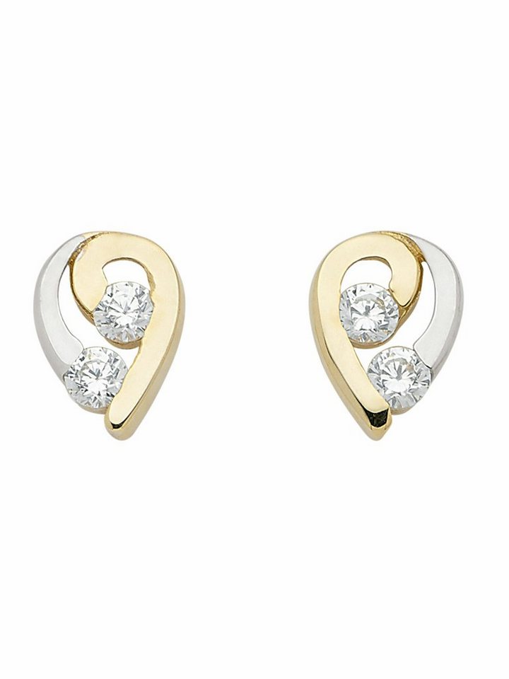 Adelia´s Paar Ohrhänger 333 Gold Ohrringe Ohrstecker mit Zirkonia, mit Zirkonia Goldschmuck für Damen von Adelia´s