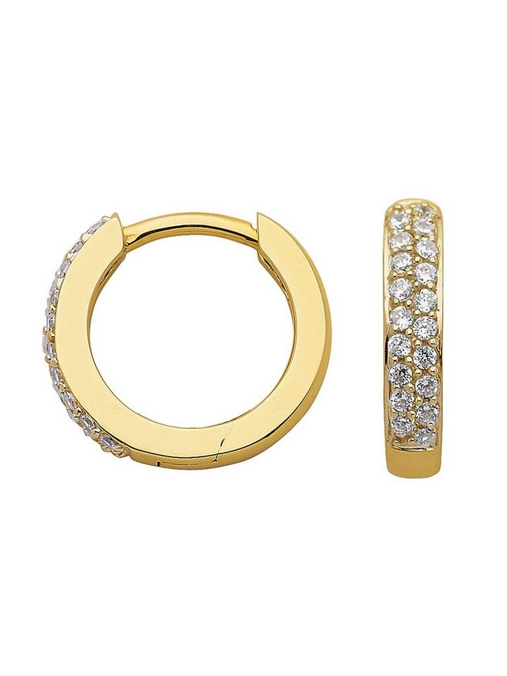 Adelia´s Paar Ohrhänger 333 Gold Ohrringe Creolen Ø 13,1 mm, mit Zirkonia Goldschmuck für Damen von Adelia´s