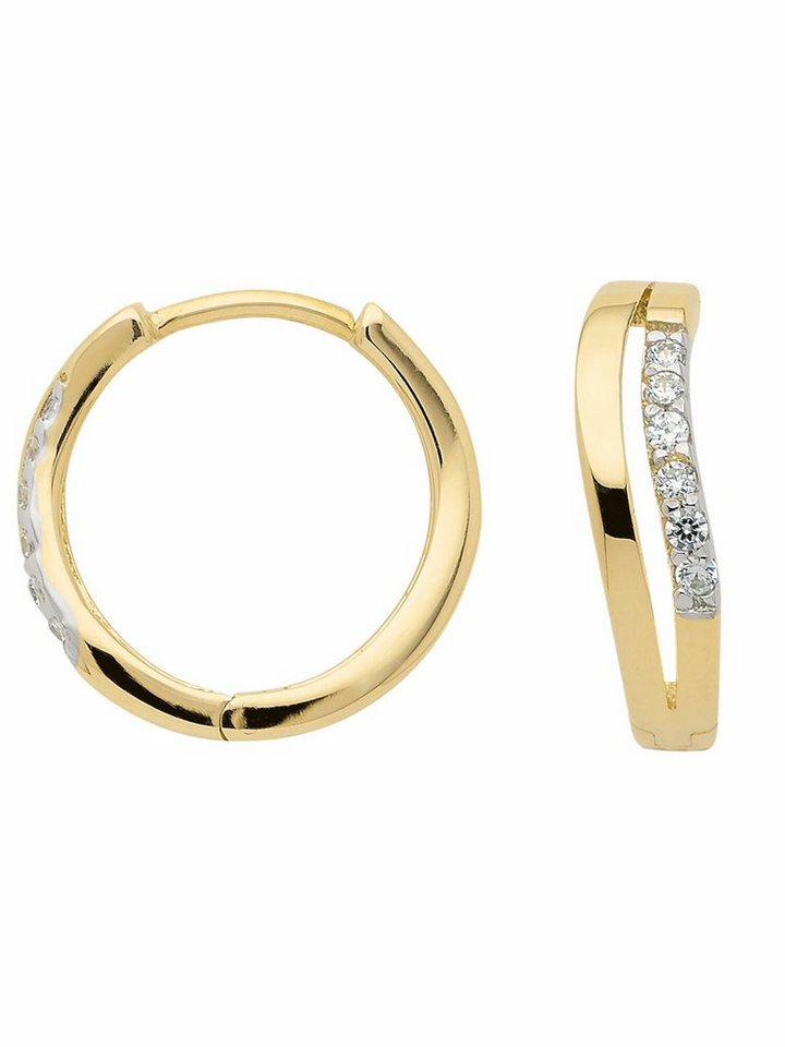 Adelia´s Paar Ohrhänger 333 Gold Ohrringe Creolen mit Zirkonia, mit Zirkonia Goldschmuck für Damen von Adelia´s