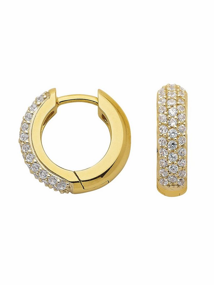 Adelia´s Paar Ohrhänger 333 Gold Ohrringe Creolen mit Zirkonia Ø 13,9 mm, mit Zirkonia Goldschmuck für Damen von Adelia´s