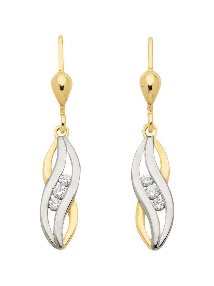 Adelia´s Paar Ohrhänger 333 Gold Ohrringe Ohrhänger, mit Zirkonia Goldschmuck für Damen von Adelia´s