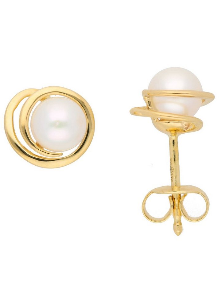 Adelia´s Paar Ohrhänger 333 Gold Ohrringe Ohrstecker, mit Süßwasser Zuchtperle Goldschmuck für Damen von Adelia´s