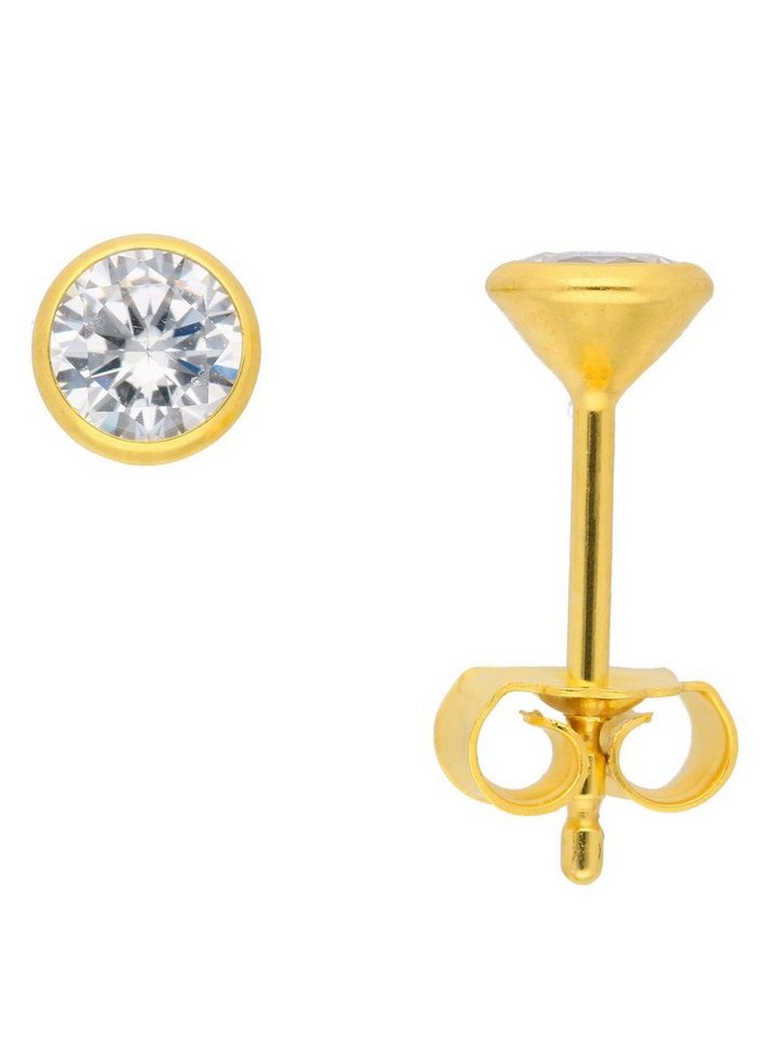 Adelia´s Paar Ohrhänger 333 Weißgold Ohrringe Ohrstecker Ø 4,5 mm, mit Zirkonia Goldschmuck für Damen von Adelia´s