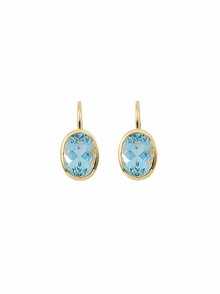 Adelia´s Paar Ohrhänger 585 Gold Boutons mit Aquamarin, mit Aquamarin Goldschmuck für Damen von Adelia´s