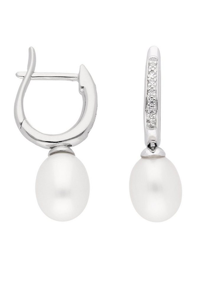 Adelia´s Paar Ohrhänger 925 Silber Ohrringe Creolen mit Zirkonia Ø 11,1 mm, mit Zirkonia Silberschmuck für Damen von Adelia´s