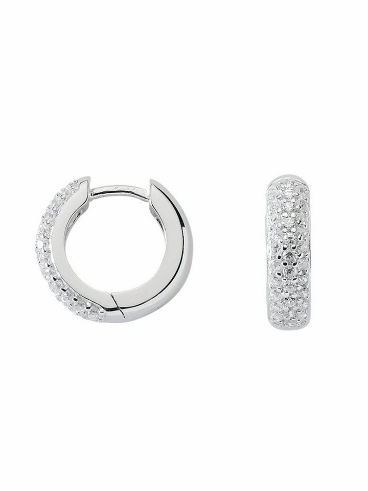 Adelia´s Paar Ohrhänger 925 Silber Ohrringe Creolen mit Zirkonia Ø 14,2 mm, mit Zirkonia Silberschmuck für Damen von Adelia´s