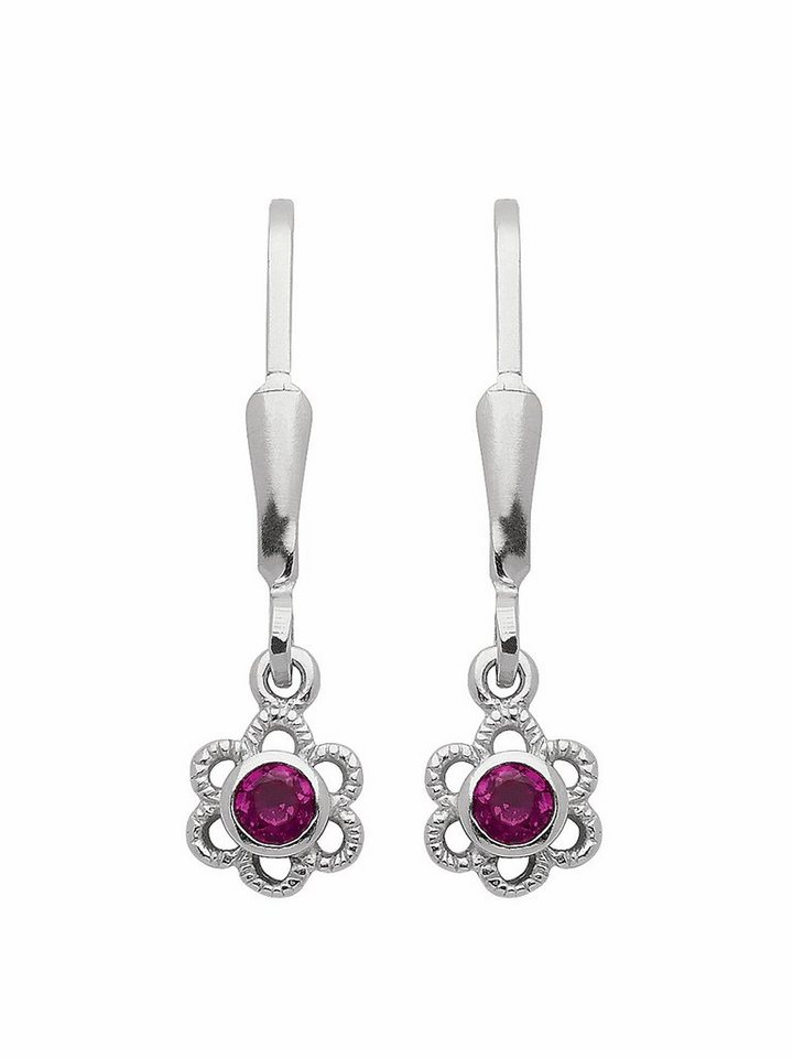 Adelia´s Paar Ohrhänger 925 Silber Ohrringe Ohrhänger Blüte mit Zirkonia Ø 5,8 mm, mit Zirkonia Silberschmuck für Damen von Adelia´s