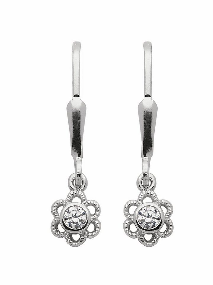 Adelia´s Paar Ohrhänger 925 Silber Ohrringe Ohrhänger Blüte mit Zirkonia Ø 5,8 mm, mit Zirkonia Silberschmuck für Damen von Adelia´s