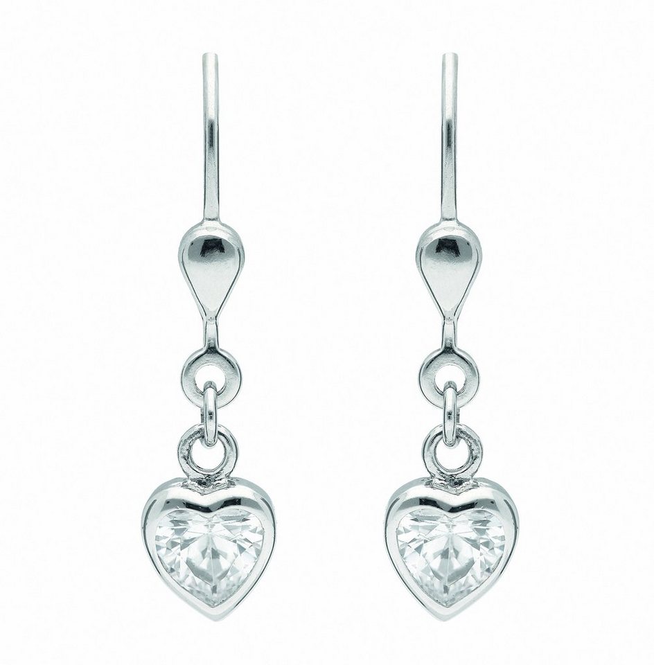 Adelia´s Paar Ohrhänger Damen 925 Silber Ohrringe Ohrhänger Herz mit Zirkonia, mit Zirkonia Silberschmuck für Damen von Adelia´s