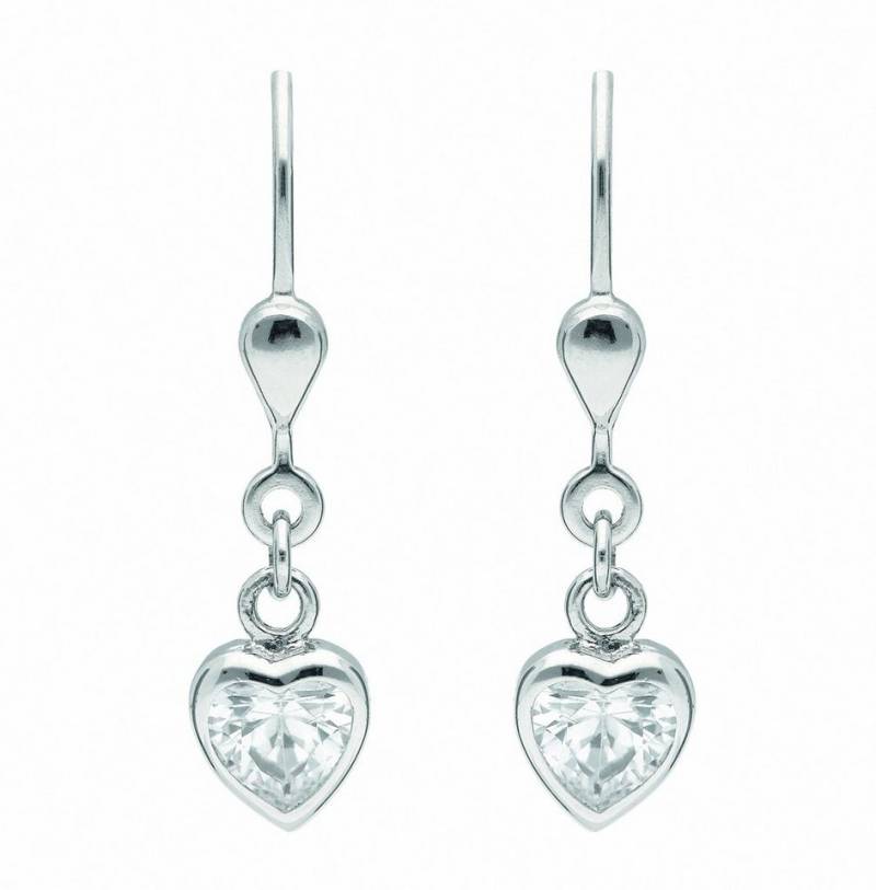 Adelia´s Paar Ohrhänger Damen 925 Silber Ohrringe Ohrhänger Herz mit Zirkonia, mit Zirkonia Silberschmuck für Damen von Adelia´s
