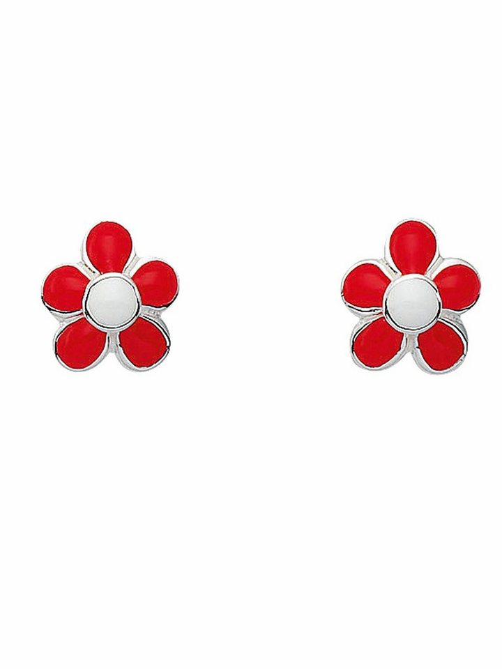 Adelia´s Paar Ohrhänger 925 Silber Ohrringe Ohrstecker Blüte - rot, Silberschmuck für Damen von Adelia´s