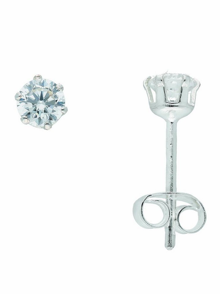 Adelia´s Paar Ohrhänger 925 Silber Ohrringe Ohrstecker mit Zirkonia Ø 4 mm, mit Zirkonia Silberschmuck für Damen von Adelia´s