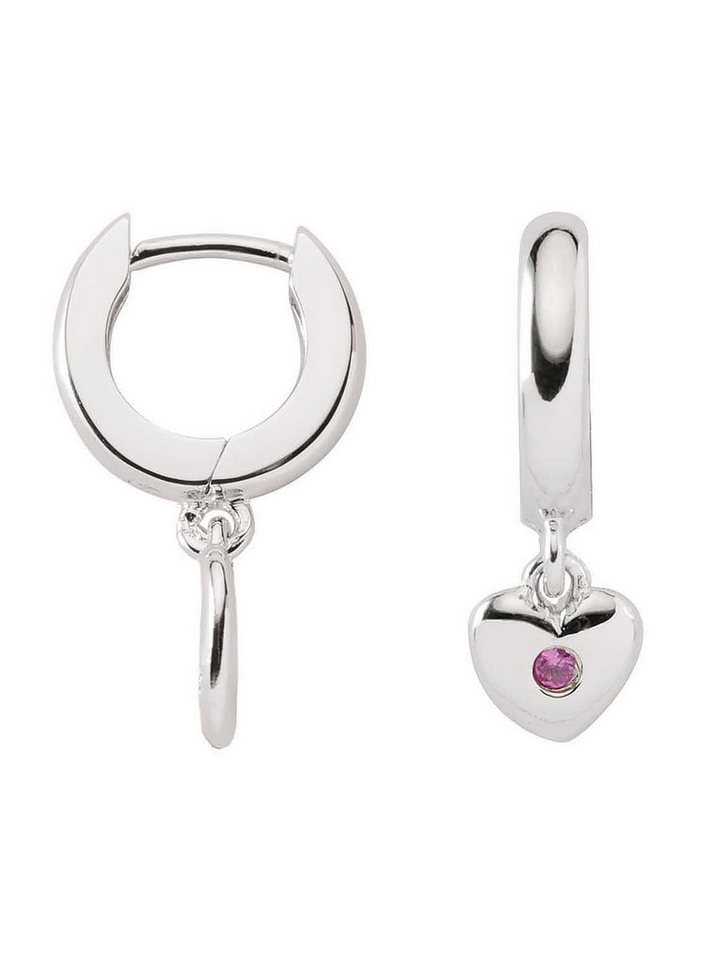 Adelia´s Paar Ohrhänger 925 Silber Ohrringe Creolen Herz Ø 11,9 mm, mit Zirkonia Silberschmuck für Damen von Adelia´s