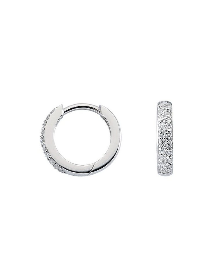 Adelia´s Paar Ohrhänger 925 Silber Ohrringe Creolen Ø 13,1 mm, mit Zirkonia Silberschmuck für Damen von Adelia´s