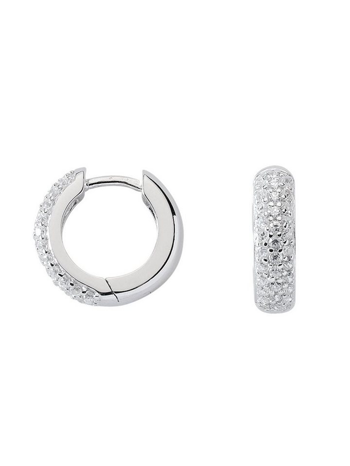 Adelia´s Paar Ohrhänger 925 Silber Ohrringe Creolen Ø 14,2 mm, mit Zirkonia Silberschmuck für Damen von Adelia´s