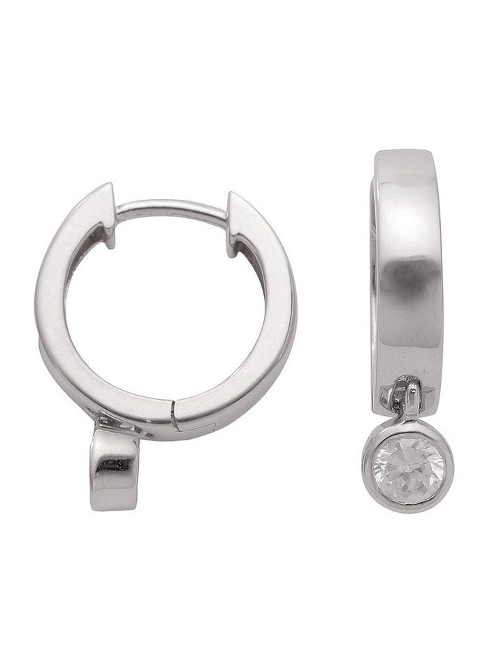 Adelia´s Paar Ohrhänger 925 Silber Ohrringe Creolen Ø 14,6 mm, mit Zirkonia Silberschmuck für Damen von Adelia´s