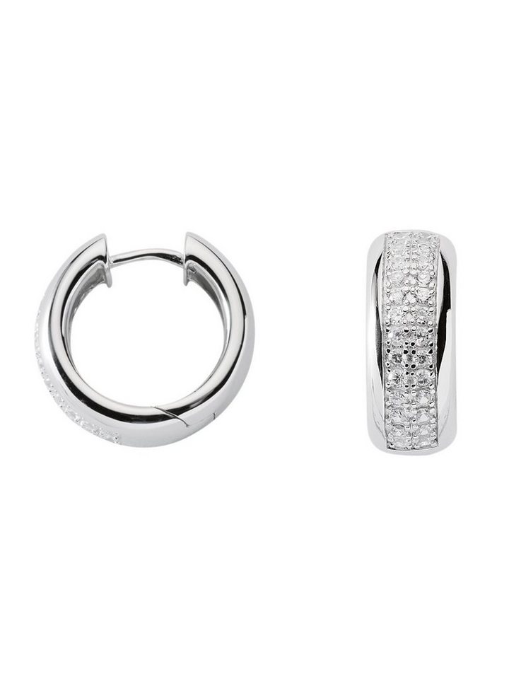 Adelia´s Paar Ohrhänger 925 Silber Ohrringe Creolen Ø 19,2 mm, mit Zirkonia Silberschmuck für Damen von Adelia´s