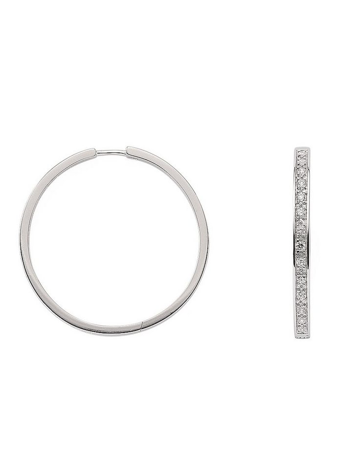 Adelia´s Paar Ohrhänger 925 Silber Ohrringe Creolen Ø 29,7 mm, mit Zirkonia Silberschmuck für Damen von Adelia´s