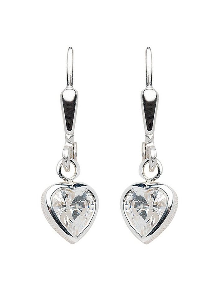 Adelia´s Paar Ohrhänger 925 Silber Ohrringe Ohrhänger Herz, mit Zirkonia Silberschmuck für Damen von Adelia´s