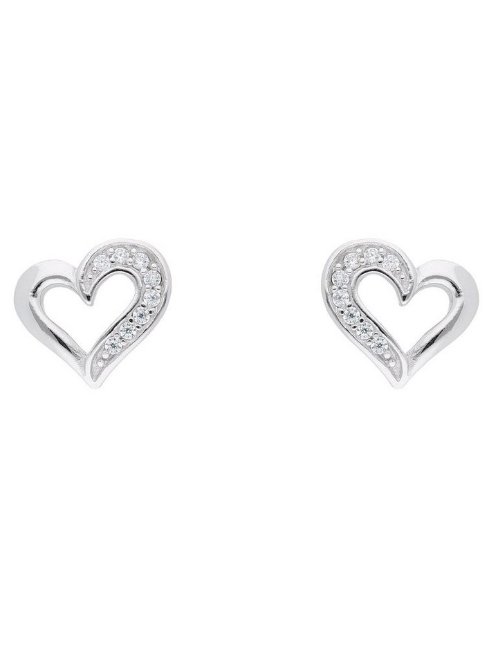 Adelia´s Paar Ohrhänger 925 Silber Ohrringe Ohrstecker Herz, mit Zirkonia Silberschmuck für Damen von Adelia´s