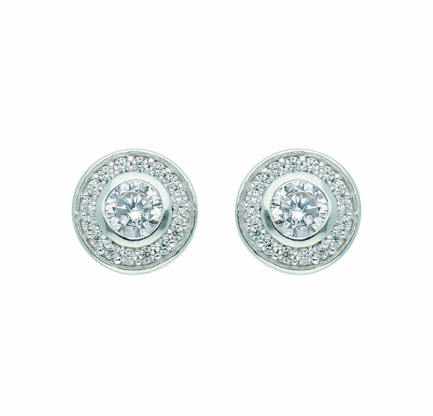 Adelia´s Paar Ohrhänger 925 Silber Ohrringe Ohrstecker Ø 6,5 mm, mit Zirkonia Silberschmuck für Damen von Adelia´s