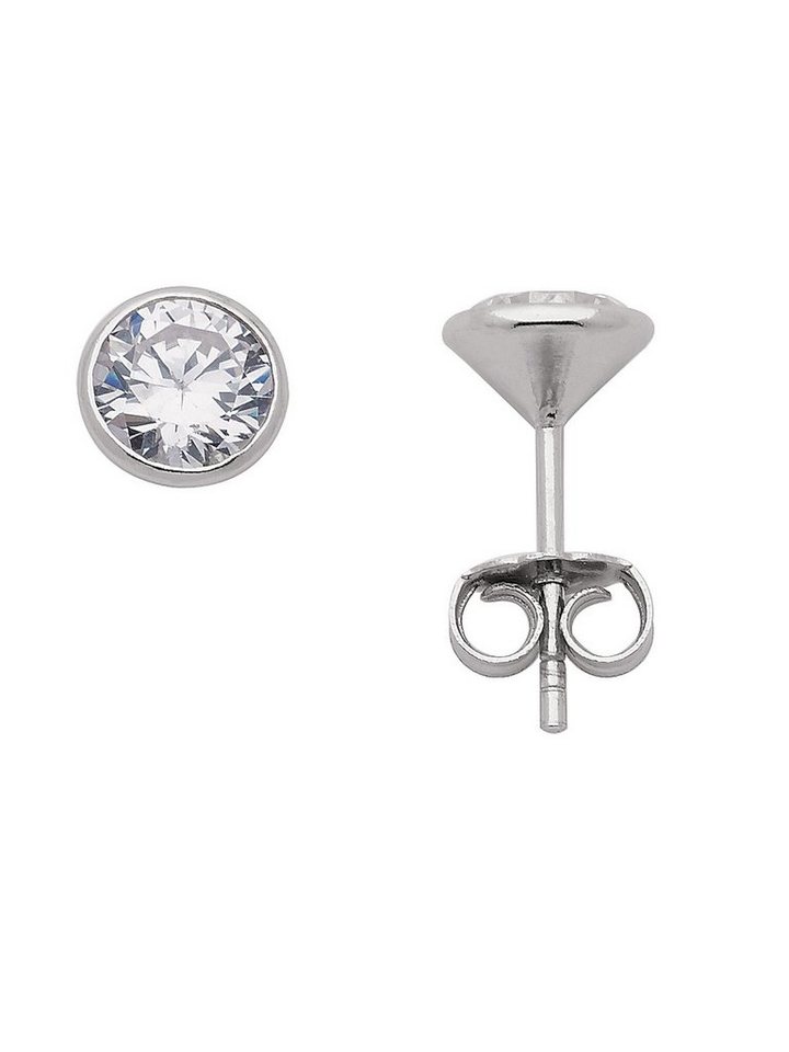 Adelia´s Paar Ohrhänger 925 Silber Ohrringe Ohrstecker Ø 6,5 mm, mit Zirkonia Silberschmuck für Damen von Adelia´s