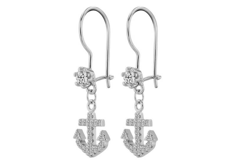 Adelia´s Paar Ohrhänger Damen Ohrhänger aus 925 Sterling Silber mit Anker und Zirkonia von Adelia´s