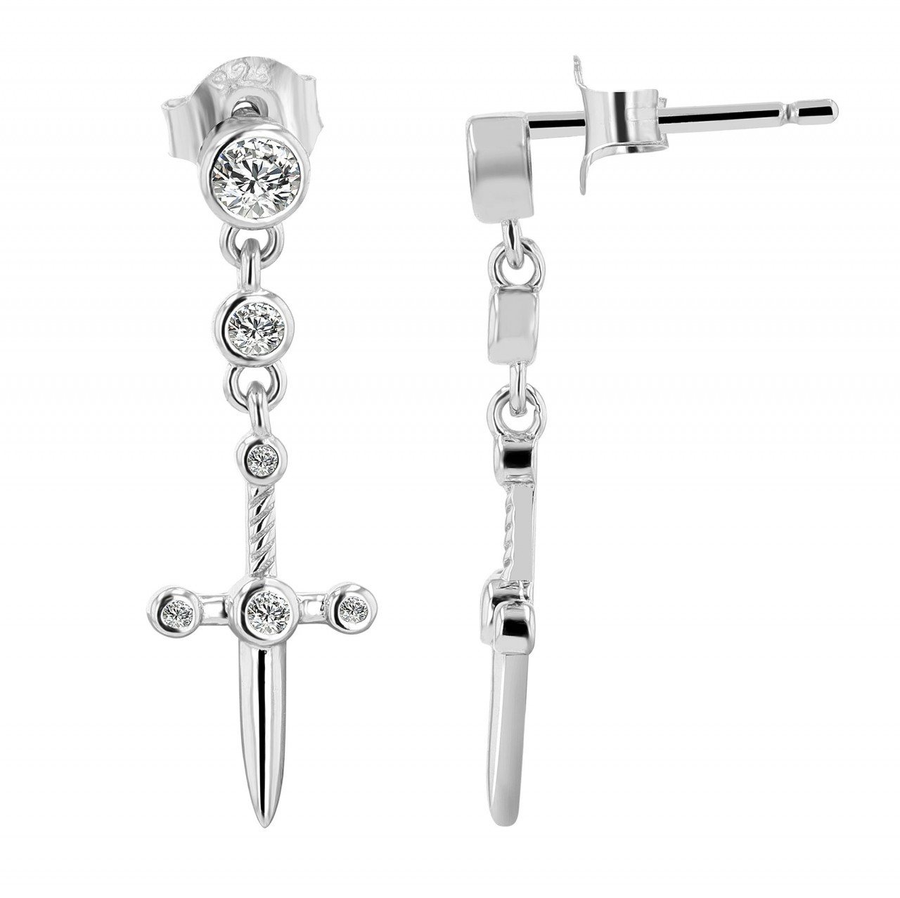 Adelia´s Paar Ohrhänger Damen Ohrhänger aus 925 Sterling Silber mit Kreuz und Zirkonia von Adelia´s