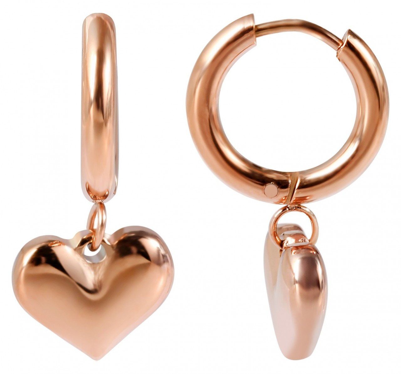 Adelia´s Paar Ohrhänger Damen Ohrhänger aus Edelstahl mit Herz - - Ø 10 mm von Adelia´s