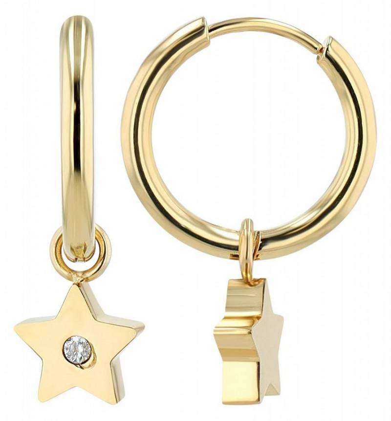 Adelia´s Paar Ohrhänger Damen Ohrhänger aus Edelstahl mit Stern und Strass - - Ø 12 mm von Adelia´s