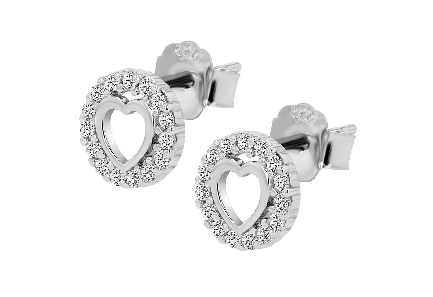 Adelia´s Paar Ohrhänger Damen Ohrstecker aus 925 Sterling Silber mit Herz - - Ø 5 mm von Adelia´s