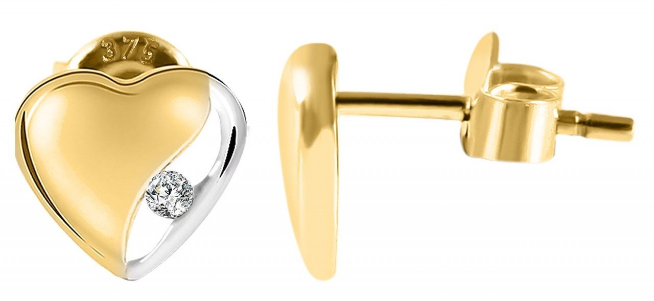 Adelia´s Paar Ohrhänger Damen Ohrstecker aus Gold 333 mit Herz und Zirkonia von Adelia´s