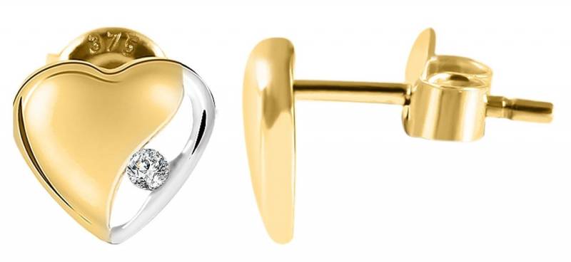 Adelia´s Paar Ohrhänger Damen Ohrstecker aus Gold 333 mit Herz und Zirkonia von Adelia´s