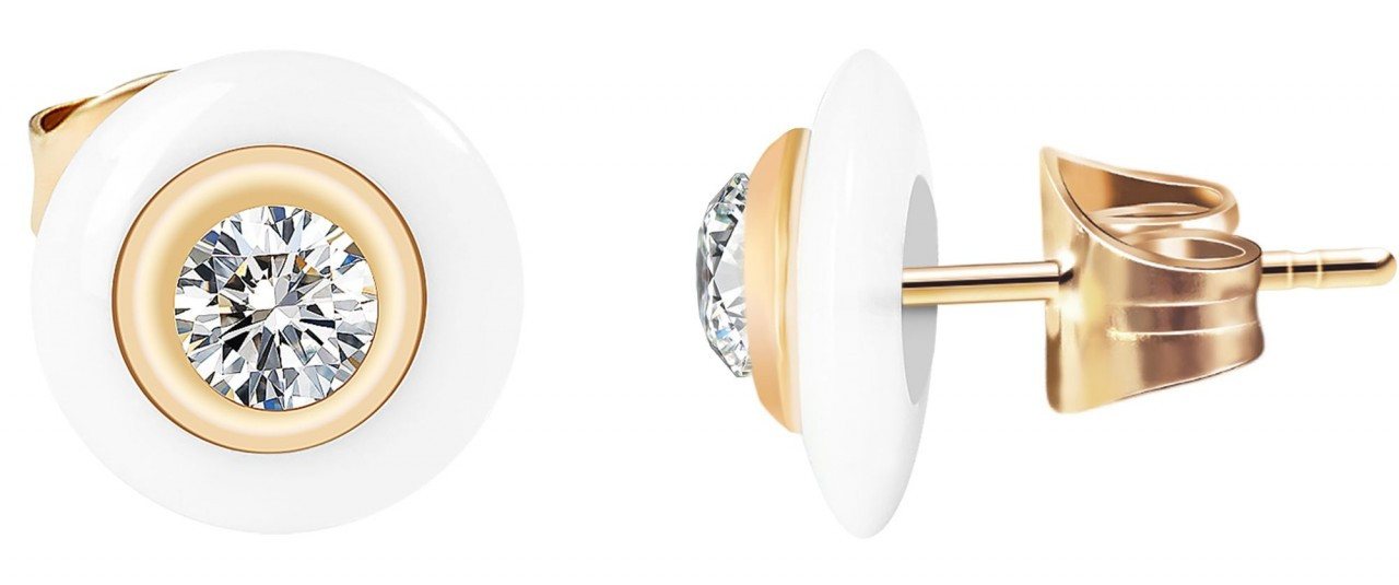 Adelia´s Paar Ohrhänger Damen Ohrstecker aus poliertem Edelstahl - Keramik Ø 8 mm von Adelia´s