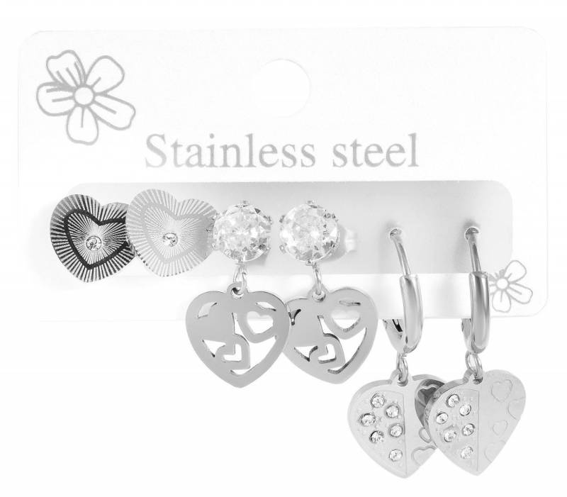 Adelia´s Paar Ohrhänger Damen Ohrstecker aus poliertem Edelstahl mit Herz - - Ø 10 mm von Adelia´s