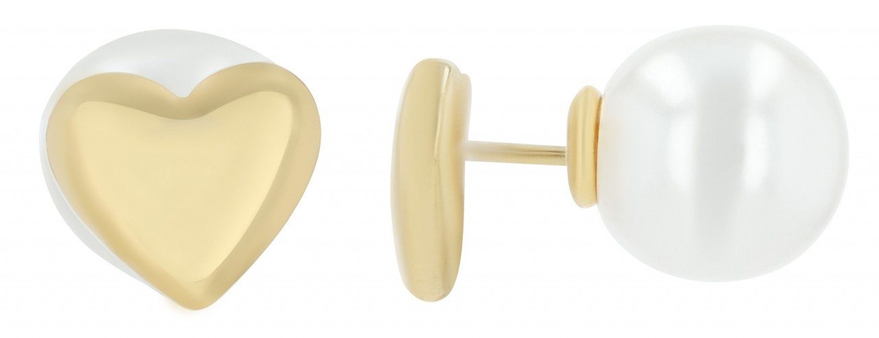 Adelia´s Paar Ohrhänger Damen Ohrstecker aus poliertem Edelstahl mit Herz und Perle von Adelia´s