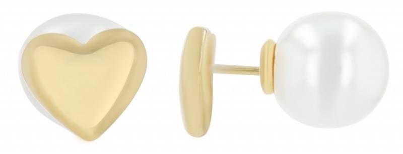 Adelia´s Paar Ohrhänger Damen Ohrstecker aus poliertem Edelstahl mit Herz und Perle von Adelia´s