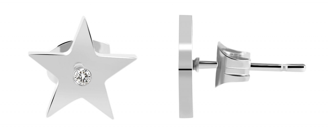 Adelia´s Paar Ohrhänger Damen Ohrstecker aus poliertem Edelstahl mit Stern - - Ø 10 mm von Adelia´s