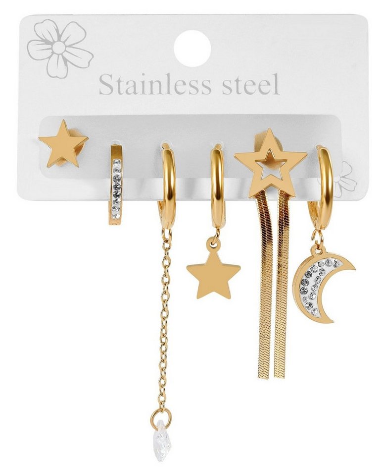 Adelia´s Paar Ohrhänger Damen Ohrstecker aus poliertem Edelstahl mit Stern von Adelia´s