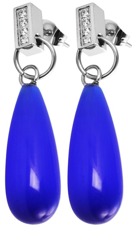 Adelia´s Paar Ohrhänger Damen Ohrstecker aus poliertem Edelstahl und Strass von Adelia´s