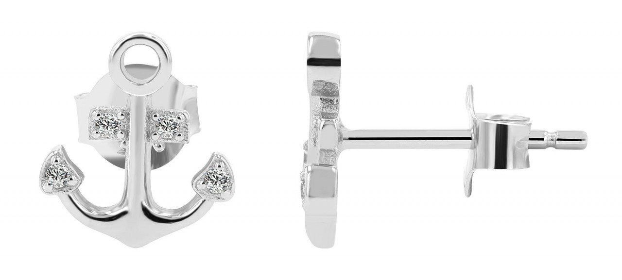 Adelia´s Paar Ohrhänger Damen Ohrstecker aus rhodiniertem 925 Sterling Silber mit Anker von Adelia´s